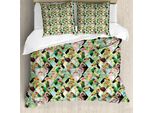 Abakuhaus Luau Copripiumino, Pappagalli Della Giungla Tropicale, Antiacaro, Adatto A Chi Soffre Di Allergie, Con Federe, 155 Cm X 220 Cm - 80 X 80 Cm, Multicolore
