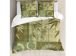 Abakuhaus Set Copripiumino Verde Per Letti Matrimoniali, Vendemmia Zen Asian Bamboo, Antiacaro, Adatto A Chi Soffre Di Allergie, Con Federe, Verde