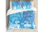 Abakuhaus Copripiumino Fleur De Lis, Francia Fleur De Lis, Antiacaro, Adatto A Chi Soffre Di Allergie, Con Federe, 155 Cm X 220 Cm - 80 X 80 Cm, Blu