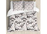 Abakuhaus Copripiumino Reptil, Impronte Di Rettili, Antiacaro, Adatto A Chi Soffre Di Allergie, Con Federe, 200 Cm X 200 Cm - 80 X 80 Cm, Marrone Bianco