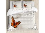 Set Copripiumino Abakuhaus Spa, Motivo Semplice Con Farfalla E Rocce Wellness Purity Healing Serenity Bohemian, 155 X 220 Cm + 80 X 80 Cm, Arancione Bianco