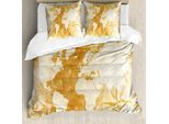 Set Copripiumino Abakuhaus, Design Vintage Con Mappa Del Mondo E Bussola Nei Colori Retrò Dei Continenti, 155 X 220 Cm + 80 X 80 Cm, Color Crema