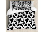 Abakuhaus Set Copripiumino Con Stampa Mucca, Motivo Pelle Di Mucca Con Macchie Farm Life Con Bestiame Mimetico Animal Skin, 155 X 220 Cm + 80 X 80 Cm, Grigio Antracite Bianco