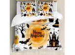 Copripiumino Abakuhaus Halloween, Spirito Felice, Antiacaro, Adatto A Chi Soffre Di Allergie, Con Federe, 200 Cm X 200 Cm - 80 X 80 Cm, Arancione Nero