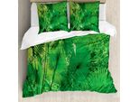 Set Copripiumino Abakuhaus Rainforest, Piante In Ambiente Tropicale, Atmosfera Esotica Della Giungla, Immagine Asian Natural, 155 X 220 Cm + 80 X 80 Cm, Verde