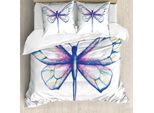 Abakuhaus Copripiumino Libelle, Disegno Con Farfalle, Antiacaro, Adatto A Chi Soffre Di Allergie, Con Federe, 155 Cm X 220 Cm - 80 X 80 Cm, Viola Blu