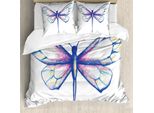 Abakuhaus Copripiumino Libelle, Disegno Farfalle, Antiacaro, Adatto A Chi Soffre Di Allergie, Con Federe, 200 Cm X 200 Cm - 80 X 80 Cm, Violet Blue