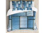Abakuhaus Copripiumino Land, Motivo Patchwork In Denim, Antiacaro, Adatto A Chi Soffre Di Allergie, Con Federe, 200 Cm X 200 Cm - 80 X 80 Cm, Blu