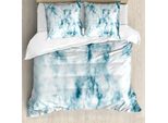 Abakuhaus Copripiumino Naturale, Effetto Marmo Grunge, Antiacaro, Adatto A Chi Soffre Di Allergie, Con Federe, 200 Cm X 200 Cm - 80 X 80 Cm, Turchese