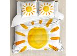 Abakuhaus Copripiumino Grunge, Acquerello Sun Childish, Antiacaro, Adatto A Chi Soffre Di Allergie, Con Federe, 155 Cm X 220 Cm - 80 X 80 Cm, Giallo