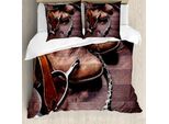 Abakuhaus Copripiumino Western, Rustico Rodeo Cowboy, Antiacaro Adatto A Chi Soffre Di Allergie Con Federe, 155 Cm X 220 Cm - 80 X 80 Cm, Marrone
