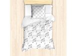 Set Copripiumino Abakuhaus, Tema Note Musicali Melodia Sonata Canto Canzone Chiave Melodie Stile Mano Motivo, 135 X 200 Cm + 80 X 80 Cm, Grigio Antracite