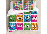 Abakuhaus Copripiumino Divertente, Cartoon Monster Comic, Antiacaro, Adatto A Chi Soffre Di Allergie, Con Federe, 155 Cm X 220 Cm - 80 X 80 Cm, Multicolore