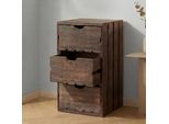 Cassettiera HWC-C62, Cassettiera In Legno, Look Shabby Vintage 3 Cassetti 53X32X26Cm ~ Marrone