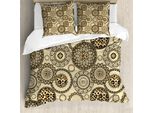 Abakuhaus Copripiumino Con Stampa Animali, Circolare, Antiacaro, Adatto A Chi Soffre Di Allergie, Con Federe, 200 Cm X 200 Cm - 80 X 80 Cm, Marrone Beige