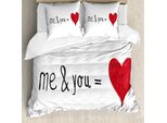 Abakuhaus Set Copripiumino Liebe, Ich Und Du Gleich Uns Alles Meine Welt Beziehung Eros Pfeil Kunstvoll Druck, 155 X 220 Cm + 80 X 80 Cm, Rosso, Nero, Bianco
