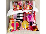 Abakuhaus Copripiumino Con Motivi Musicali, Strumenti Musicali, Antiacaro, Adatto A Chi Soffre Di Allergie, Con Federe, 155 Cm X 220 Cm - 80 X 80 Cm, Multicolore