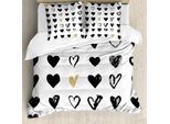 Abakuhaus Copripiumino Love, Piccolo Cuore Hipster, Antiacaro, Adatto A Chi Soffre Di Allergie, Con Federe, 200 Cm X 200 Cm - 80 X 80 Cm, Marrone Chiaro, Nero, Bianco