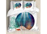 Abakuhaus Pearls Copripiumino, Ocean Marine Subacqueo, Antiacaro, Adatto A Chi Soffre Di Allergie, Con Federe, 200 Cm X 200 Cm - 80 X 80 Cm, Multicolore