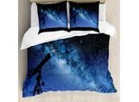 Abakuhaus Galaxis Copripiumino, Via Lattea Notte Galaxy, Antiacaro Adatto A Chi Soffre Di Allergie Con Federe, 200 Cm X 200 Cm - 80 X 80 Cm, Blu Scuro Nero