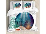 Abakuhaus Pearls Copripiumino, Ocean Marine Subacqueo, Antiacaro, Adatto A Chi Soffre Di Allergie, Con Federe, 155 Cm X 220 Cm - 80 X 80 Cm, Multicolore