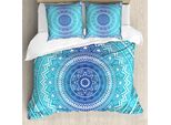 Abakuhaus Copripiumino Blu E Rosa, Motivo Mandala, Antiacaro, Adatto A Chi Soffre Di Allergie, Con Federe, 155 Cm X 220 Cm - 80 X 80 Cm, Blu, Bianco E Viola