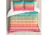 Set Copripiumino Abakuhaus Pfeil, Motivi Geometrici Etnici Aztechi E Maya Colorati E Frecce Arte Boema, 155 X 220 Cm + 80 X 80 Cm, Multicolore