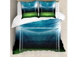 Abakuhaus Copripiumino Calcio, Gioco Calcio, Antiacaro, Adatto A Chi Soffre Di Allergie, Con Federe, 200 Cm X 200 Cm - 80 X 80 Cm, Verde Blu