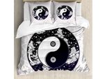 Abakuhaus Copripiumino Mystiker, Ying Yang Boho Art, Antiacaro, Adatto A Chi Soffre Di Allergie, Con Federe, 200 Cm X 200 Cm - 80 X 80 Cm, Nero, Bianco, Beige