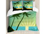 Abakuhaus Copripiumino Insel, Alba Tropicale, Antiacaro, Adatto A Chi Soffre Di Allergie, Con Federe, 155 Cm X 220 Cm - 80 X 80 Cm, Verde Acqua