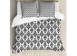 Set Copripiumino In Damasco Abakuhaus, Motivo Damascato Intercambiabile, Stile Retrò Nostalgico Moderno, Motivo Barocco Artistico, 200 X 200 Cm + 80 X 80 Cm, Bianco E Nero