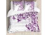 Abakuhaus Copripiumino Color Malva, Motivo Floreale Lilium, Antiacaro, Adatto A Chi Soffre Di Allergie, Con Federe, 155 Cm X 220 Cm - 80 X 80 Cm, Viola