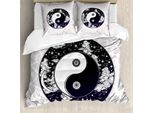 Abakuhaus Copripiumino Mystiker, Ying Yang Boho Art, Antiacaro, Adatto A Chi Soffre Di Allergie, Con Federe, 155 Cm X 220 Cm - 80 X 80 Cm, Nero, Bianco, Beige