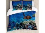 Abakuhaus Copripiumino Fisch, Tropical Turtle Wasser, Antiacaro, Adatto A Chi Soffre Di Allergie, Con Federe, 155 Cm X 220 Cm - 80 X 80 Cm, Multicolore