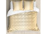 Set Copripiumino Abakuhaus Beige, Motivi Geometrici Moderni Con Cerchi Dorati Collegati E Forme A Diamante, 155 X 220 Cm + 80 X 80 Cm, Color Pesca Chiaro E Marrone