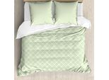 Set Copripiumino Retrò Abakuhaus Per Letti Matrimoniali, Geometrico Minimalista Pastello, Antiacaro, Adatto A Chi Soffre Di Allergie, Con Federe, Verde Chiaro E Bianco