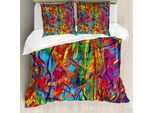 Abakuhaus Copripiumino Moderno, Motivo Arcobaleno Circled, Antiacaro, Adatto A Chi Soffre Di Allergie, Con Federe, 200 Cm X 200 Cm - 80 X 80 Cm, Multicolore