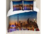 Abakuhaus Copripiumino Paesaggio, Toronto Città Urbana, Antiacaro, Adatto A Chi Soffre Di Allergie, Con Federe, 155 Cm X 220 Cm - 80 X 80 Cm, Blu Scuro