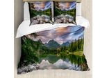 Abakuhaus Copripiumino Berg, Lago Attraverso Il Bosco Berg, Antiacaro Adatto A Chi Soffre Di Allergie Con Federe, 200 Cm X 200 Cm - 80 X 80 Cm, Multicolore