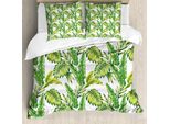 Abakuhaus Copripiumino Urwald, Bamboo Palms Laub, Antiacaro, Adatto A Chi Soffre Di Allergie, Con Federe, 200 Cm X 200 Cm - 80 X 80 Cm, Calce E Verde Felce