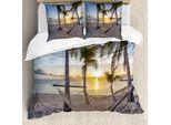Abakuhaus Copripiumino Tropicale, Paradise Beach Palms, Antiacaro, Adatto A Chi Soffre Di Allergie, Con Federe, 200 Cm X 200 Cm - 80 X 80 Cm, Multicolore