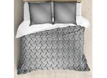 Abakuhaus Set Copripiumino Grigio, Motivo Cromato Effetto Piastrelle Diamantate, Illustrazione Digitale, 200 X 200 Cm + 80 X 80 Cm, Grigio