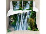 Abakuhaus Copripiumino Wasserfall, Verde Botanic Natur, Antiacaro, Adatto A Chi Soffre Di Allergie, Con Federe, 155 Cm X 220 Cm - 80 X 80 Cm, Verde E Bianco