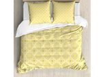 Abakuhaus Quatrefoil Copripiumino, Motivo Marocchino, Antiacaro, Adatto A Chi Soffre Di Allergie, Con Federe, 200 Cm X 200 Cm - 80 X 80 Cm, Giallo Pallido