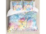Set Copripiumino Colorato Abakuhaus, Sfondo Romantico Con Pennellate Sfocate E Motivi A Farfalle, 155 X 220 Cm + 80 X 80 Cm, Multicolore
