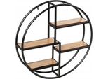 Costway Scaffale Da Parete Rotondo, Scaffale Sospeso Con 4 Ripiani, Scaffale In Metallo In Legno, Libreria Circolare Per Camera Da Letto, Soggiorno, Cucina E Ufficio 55X55X11Cm
