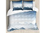 Abakuhaus Copripiumino Berg, Nebligen Morgen Berg, Antiacaro, Adatto A Chi Soffre Di Allergie, Con Federe, 155 Cm X 220 Cm - 80 X 80 Cm, Azzurro