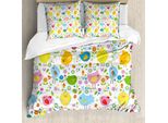 Abakuhaus Copripiumino Con Uccelli, Uccelli Colorati E Fiori, Antiacaro, Adatto A Chi Soffre Di Allergie, Con Federe, 155 Cm X 220 Cm - 80 X 80 Cm, Multicolore