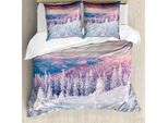 Abakuhaus Copripiumino Invernale, Montagna Innevata Europea, Antiacaro Adatto A Chi Soffre Di Allergie Con Federe, 200 Cm X 200 Cm - 80 X 80 Cm, Bianco Rosa