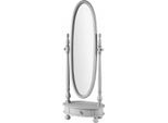 Casa Padrino Specchio Barocco Grigio Chiaro / Argento 62 X 37 X H. 169 Cm - Specchio Da Camera Ovale Con Cassetto - Qualità Lussuosa - Italy